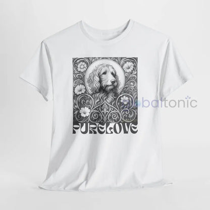 Red Goldendoodle (Groodle) Vintage Unisex Cotton Tee for Dog Lovers (Black & White) T-Shirt