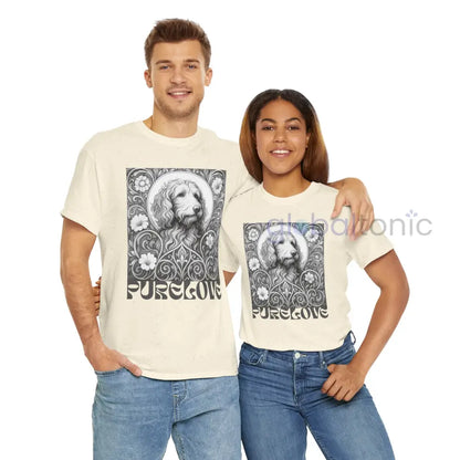 Red Goldendoodle (Groodle) Vintage Unisex Cotton Tee for Dog Lovers (Black & White) T-Shirt