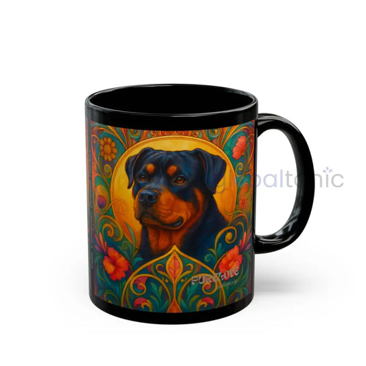 Rottweiler Dog Lover Black Mug – Vintage Pet Themed Cup for Gifts & Home Decor 11oz Mug