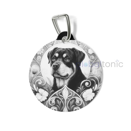 Rottweiler Dog Tag (Black & White) - Vintage Design Gift for Dog Lovers & Pet Owners 1’’ Pets
