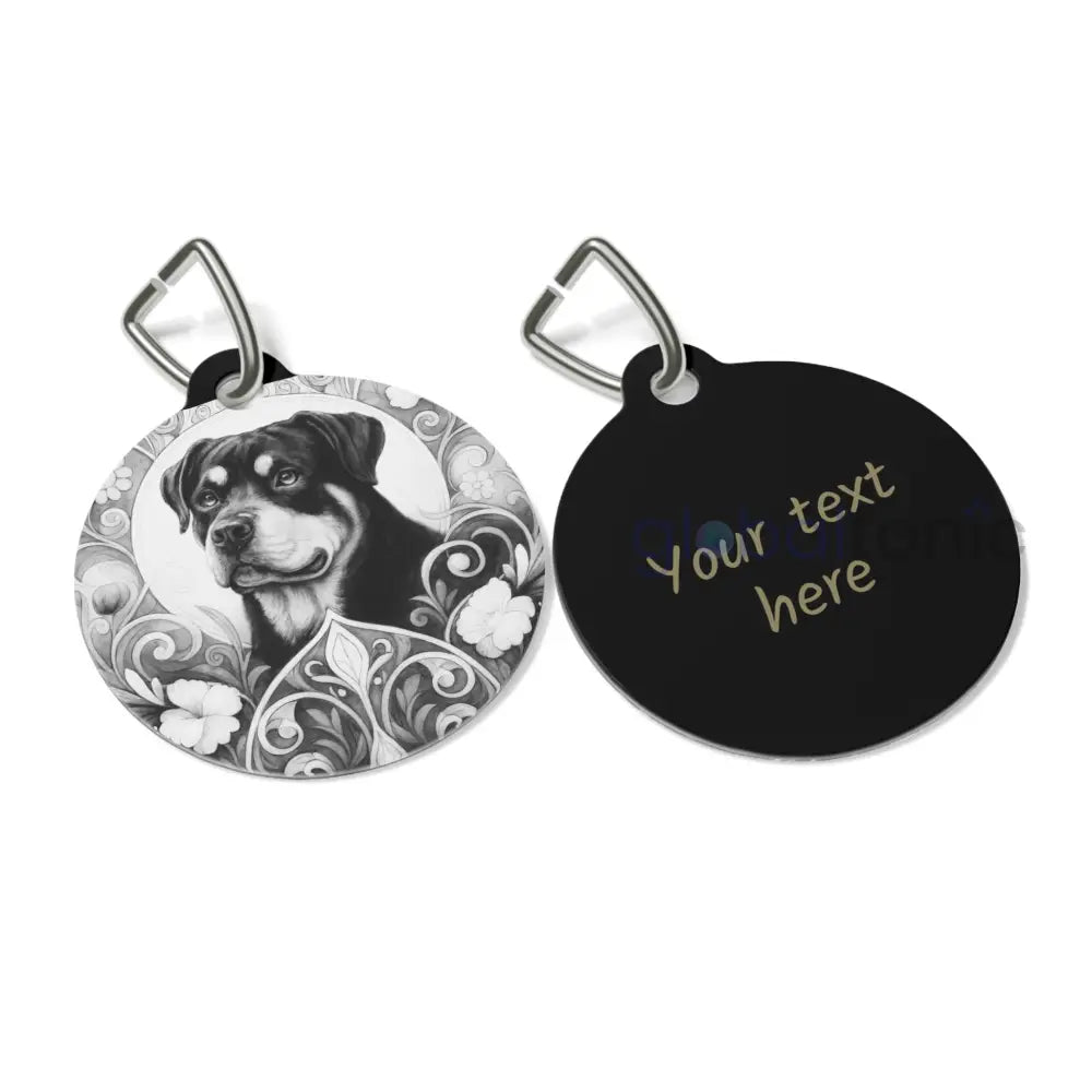 Rottweiler Dog Tag (Black & White) - Vintage Design Gift for Dog Lovers & Pet Owners 1’’ Pets