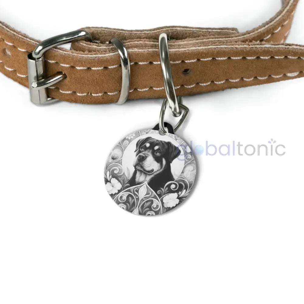 Rottweiler Dog Tag (Black & White) - Vintage Design Gift for Dog Lovers & Pet Owners 1’’ Pets