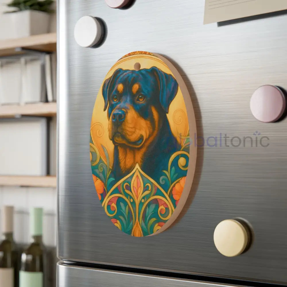 Rottweiler Custom Wooden Magnet Ornament – Christmas Decoration & Dog Lover Gift Oval / One Size Home Decor