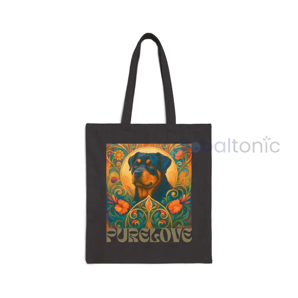Rottweiler Vintage Dog Lovers Cotton Canvas Tote Bag - Unique Artistic Durable Black / 15’’ x 16’’ Bags