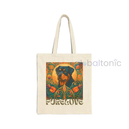 Rottweiler Vintage Dog Lovers Cotton Canvas Tote Bag - Unique Artistic Durable Natural / 15’’ x 16’’ Bags