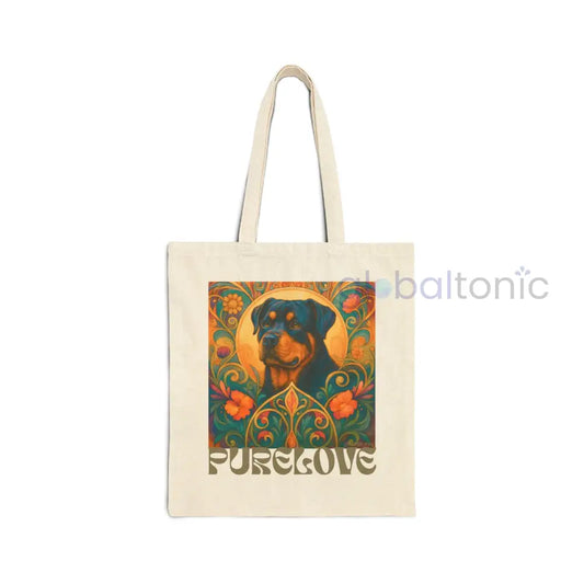 Rottweiler Vintage Dog Lovers Cotton Canvas Tote Bag - Unique Artistic Durable Natural / 15’’ x 16’’ Bags