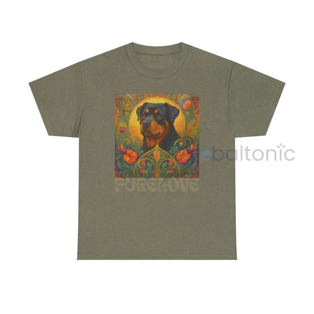 Rottweiler Vintage Graphic T-Shirt – Unisex Cotton Tee for Dog Lovers Heather Military Green / S T-Shirt