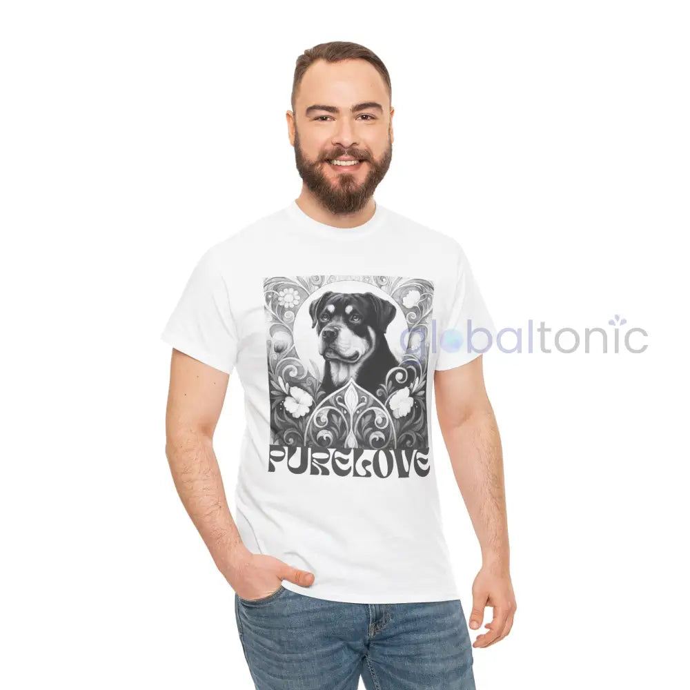 Rottweiler Vintage Unisex Cotton Tee for Dog Lovers (Black & White) T-Shirt