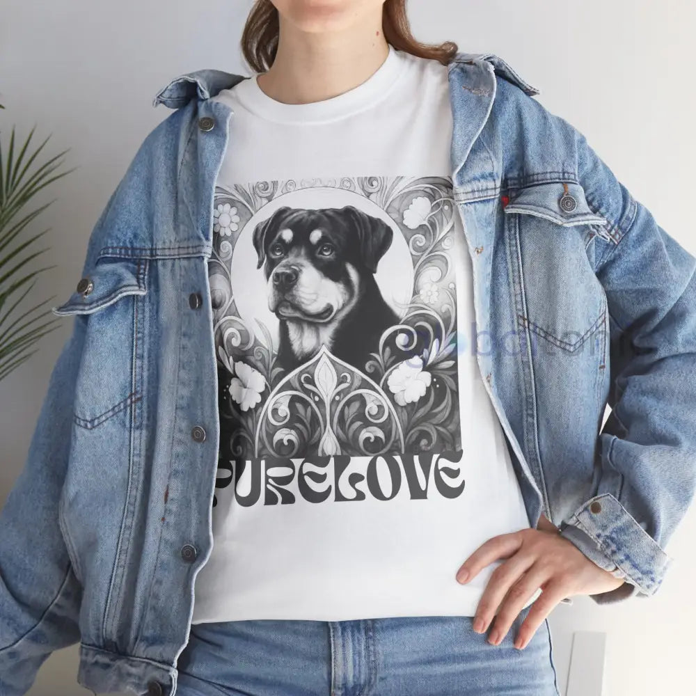 Rottweiler Vintage Unisex Cotton Tee for Dog Lovers (Black & White) T-Shirt