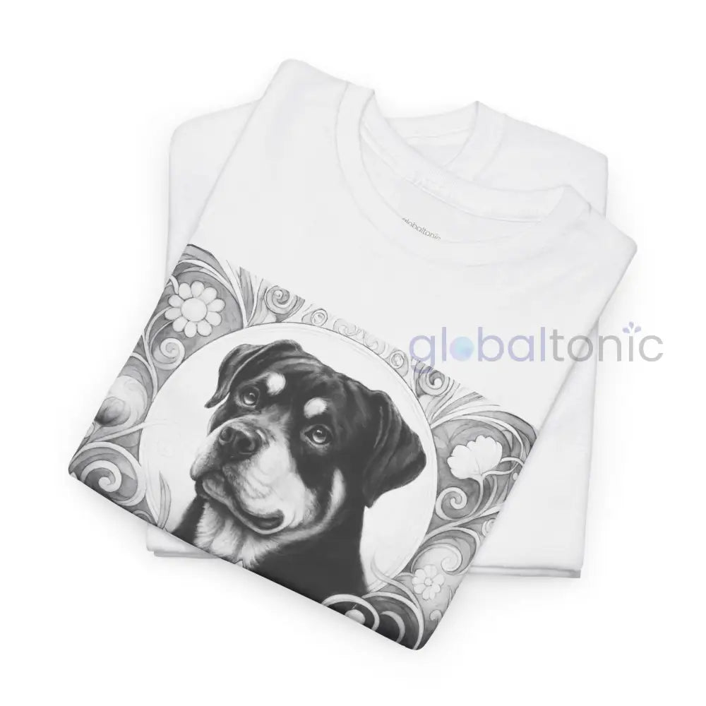 Rottweiler Vintage Unisex Cotton Tee for Dog Lovers (Black & White) T-Shirt