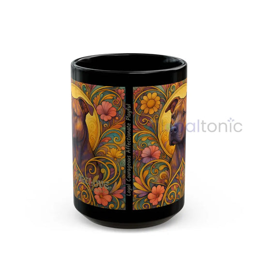 Staffy (Staffordshire) Brindle Bull Terrier Dog Lover Black Mug – Vintage Pet Themed Cup for Gifts & Home Decor 15oz Mug