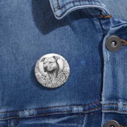 Staffy (Staffordshire) Brindle Bull Terrier Dog Pin Button (Black & White) - Vintage Design Gift for Dog Lovers
