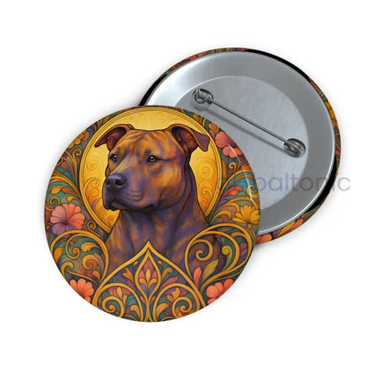 Staffy (Staffordshire) Brindle Bull Terrier Dog Pin Button - Vintage Design Gift for Dog Lovers and Pet Owners 2.25’’