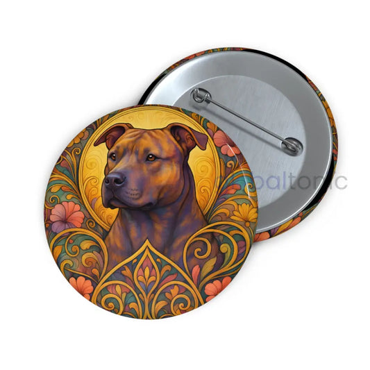 Staffy (Staffordshire) Brindle Bull Terrier Dog Pin Button - Vintage Design Gift for Dog Lovers and Pet Owners 2.25’’
