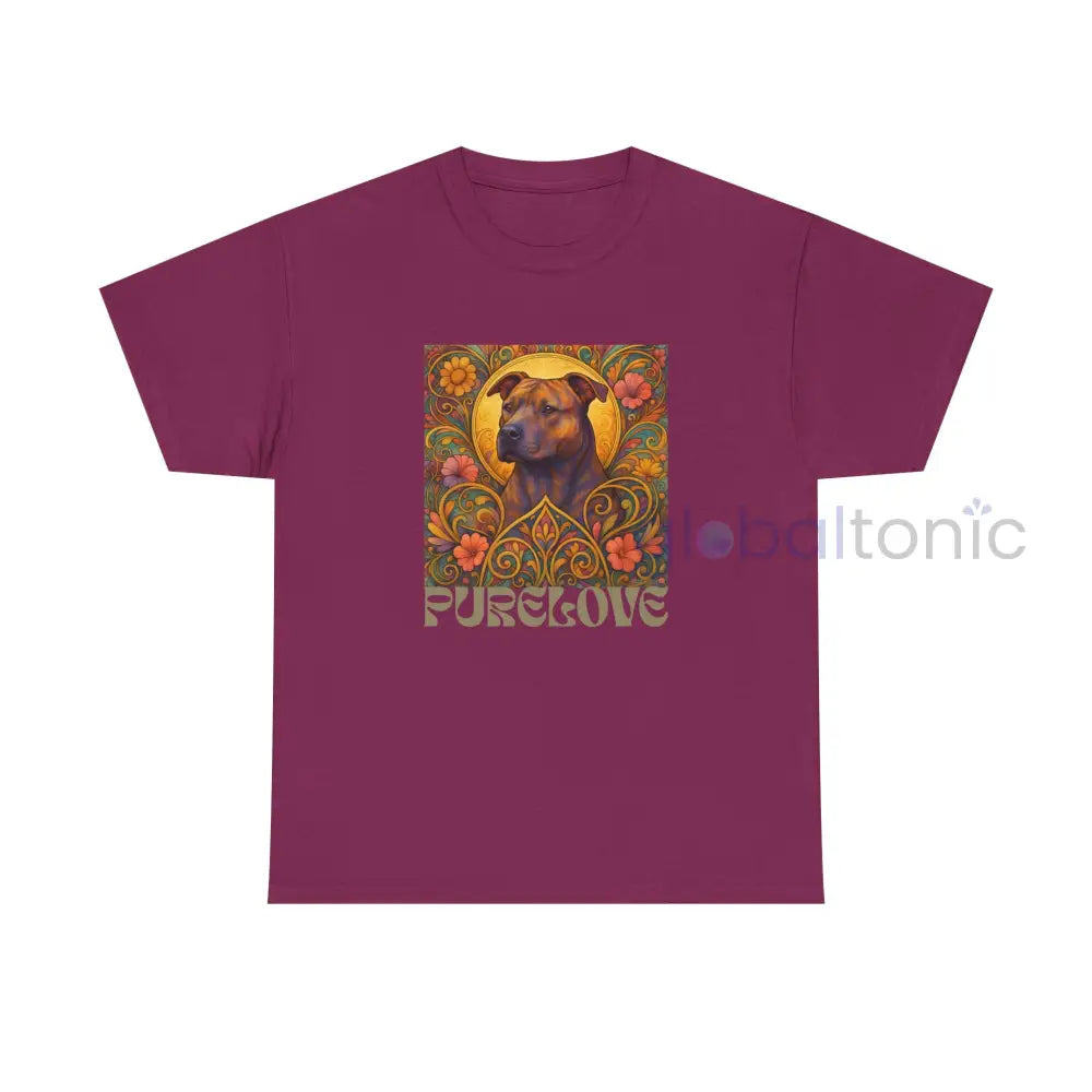 Staffy (Staffordshire) Brindle Bull Terrier Brindle Vintage Graphic T-Shirt – Unisex Cotton Tee for Dog Lovers Berry