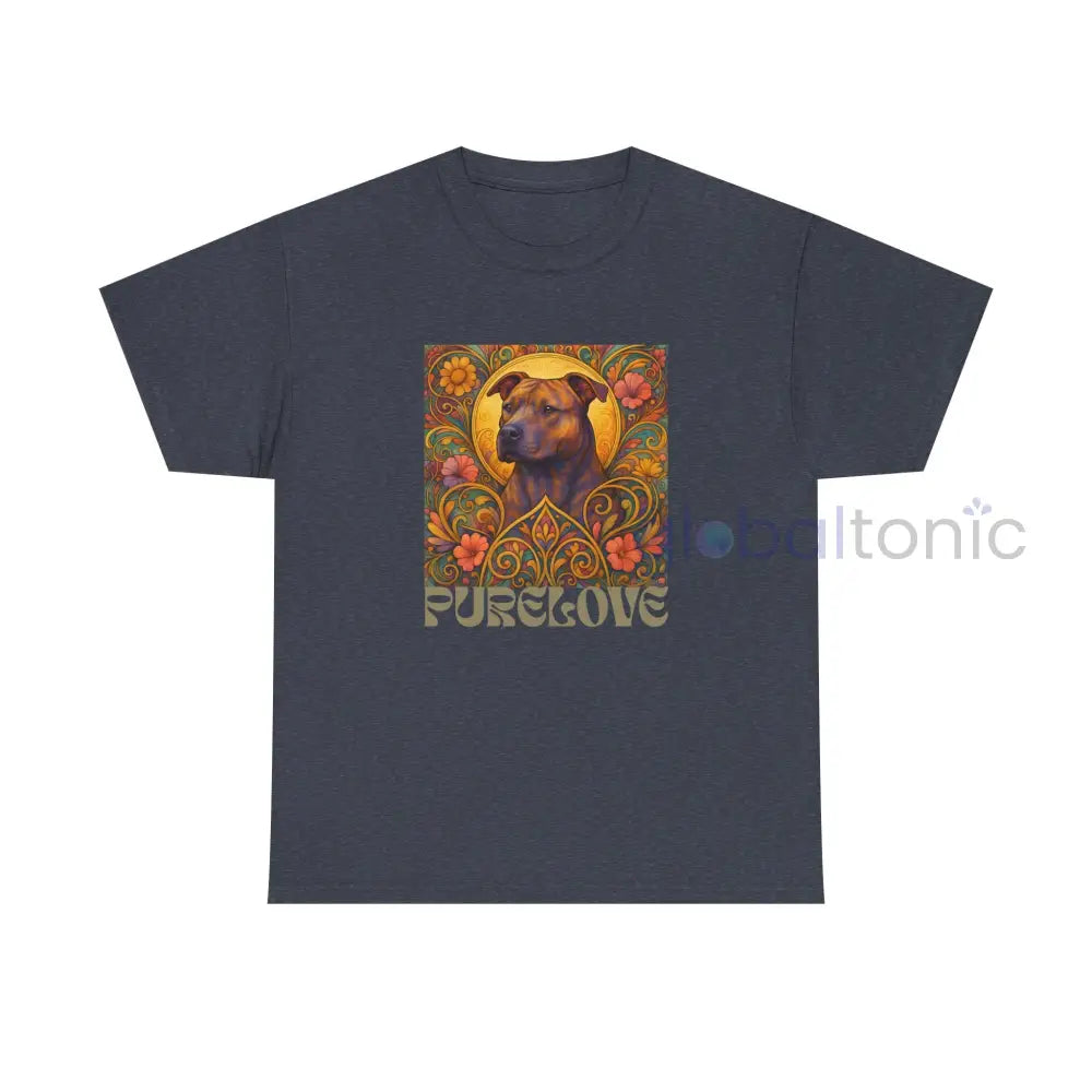 Staffy (Staffordshire) Brindle Bull Terrier Brindle Vintage Graphic T-Shirt – Unisex Cotton Tee for Dog Lovers Heather