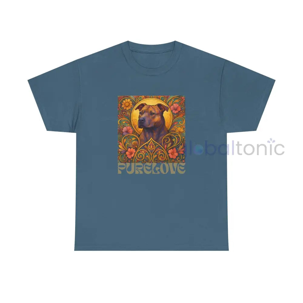Staffy (Staffordshire) Brindle Bull Terrier Brindle Vintage Graphic T-Shirt – Unisex Cotton Tee for Dog Lovers Indigo