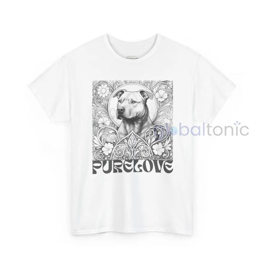 Staffy (Staffordshire) Brindle Bull Terrier Vintage Unisex Cotton Tee for Dog Lovers (Black & White) White / S T-Shirt