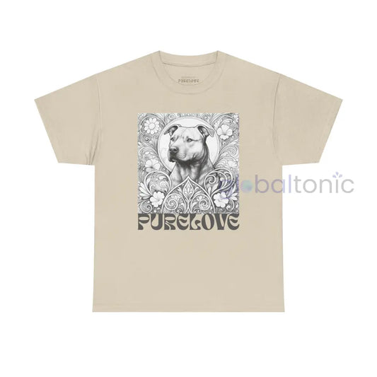 Staffy (Staffordshire) Brindle Bull Terrier Vintage Unisex Cotton Tee for Dog Lovers (Black & White) Sand / S T-Shirt