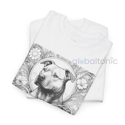 Staffy (Staffordshire) Brindle Bull Terrier Vintage Unisex Cotton Tee for Dog Lovers (Black & White) T-Shirt
