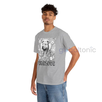Staffy (Staffordshire) Brindle Bull Terrier Vintage Unisex Cotton Tee for Dog Lovers (Black & White) T-Shirt