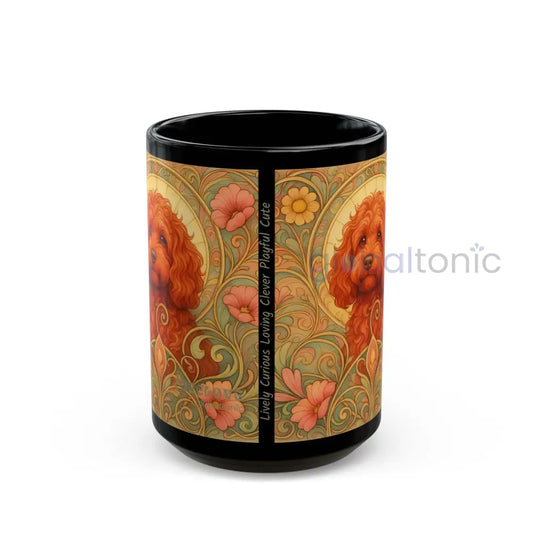 Strawberry Cavapoo (Cavoodle) Dog Lover Black Mug – Vintage Pet Themed Cup for Gifts & Home Decor 15oz Mug