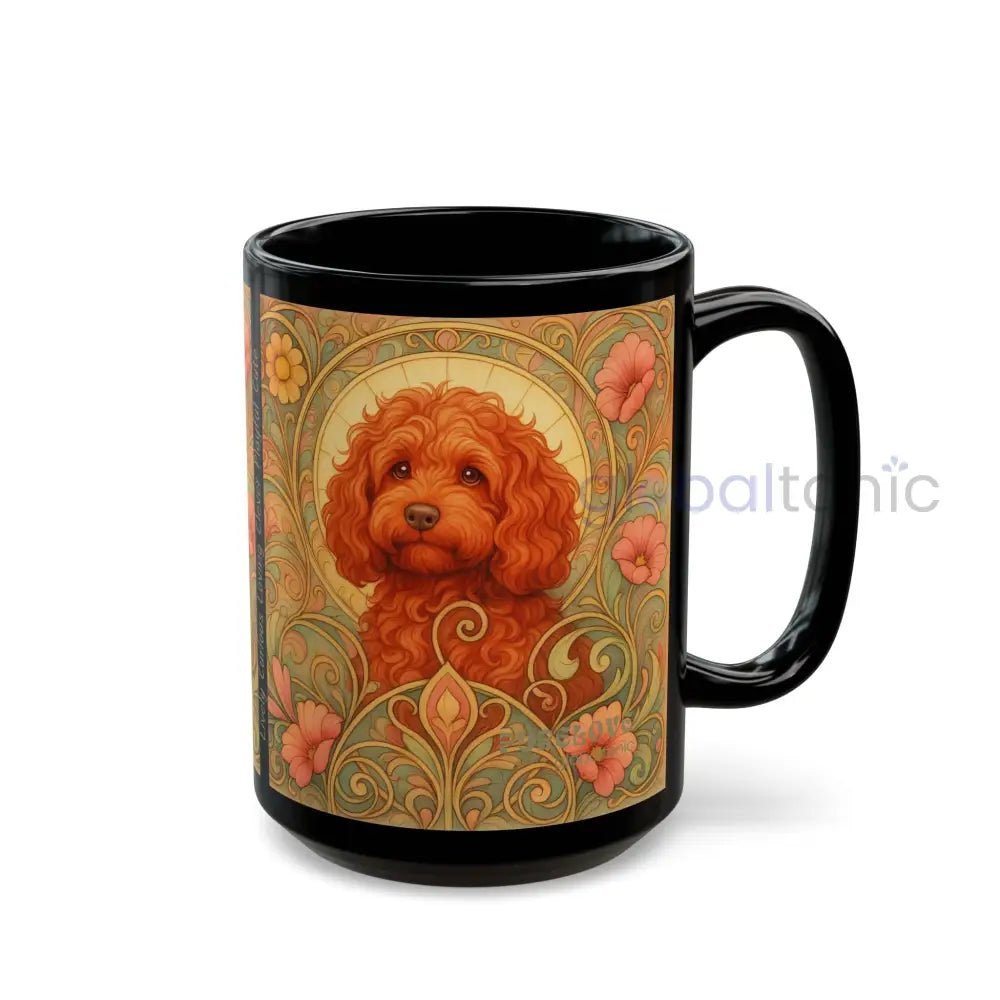 Strawberry Cavapoo (Cavoodle) Dog Lover Black Mug – Vintage Pet Themed Cup for Gifts & Home Decor Mug