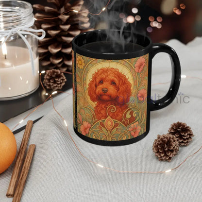 Strawberry Cavapoo (Cavoodle) Dog Lover Black Mug – Vintage Pet Themed Cup for Gifts & Home Decor Mug