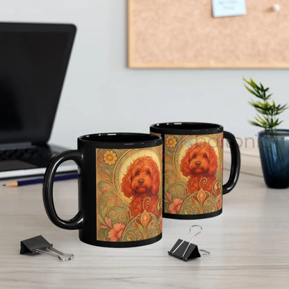 Strawberry Cavapoo (Cavoodle) Dog Lover Black Mug – Vintage Pet Themed Cup for Gifts & Home Decor Mug