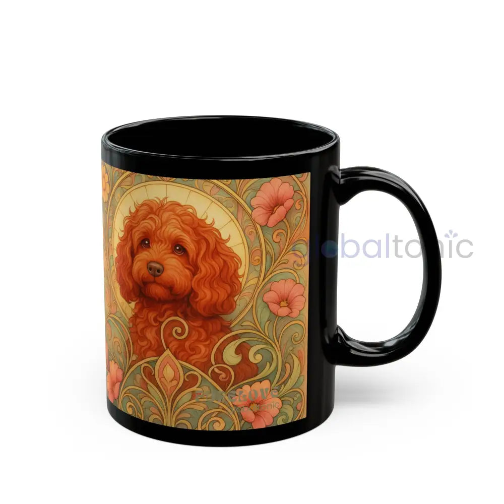 Strawberry Cavapoo (Cavoodle) Dog Lover Black Mug – Vintage Pet Themed Cup for Gifts & Home Decor Mug