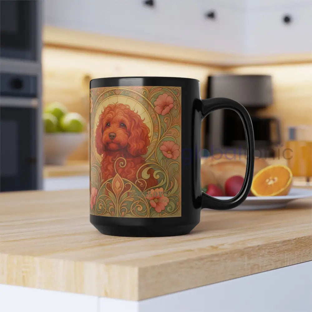 Strawberry Cavapoo (Cavoodle) Dog Lover Black Mug – Vintage Pet Themed Cup for Gifts & Home Decor Mug
