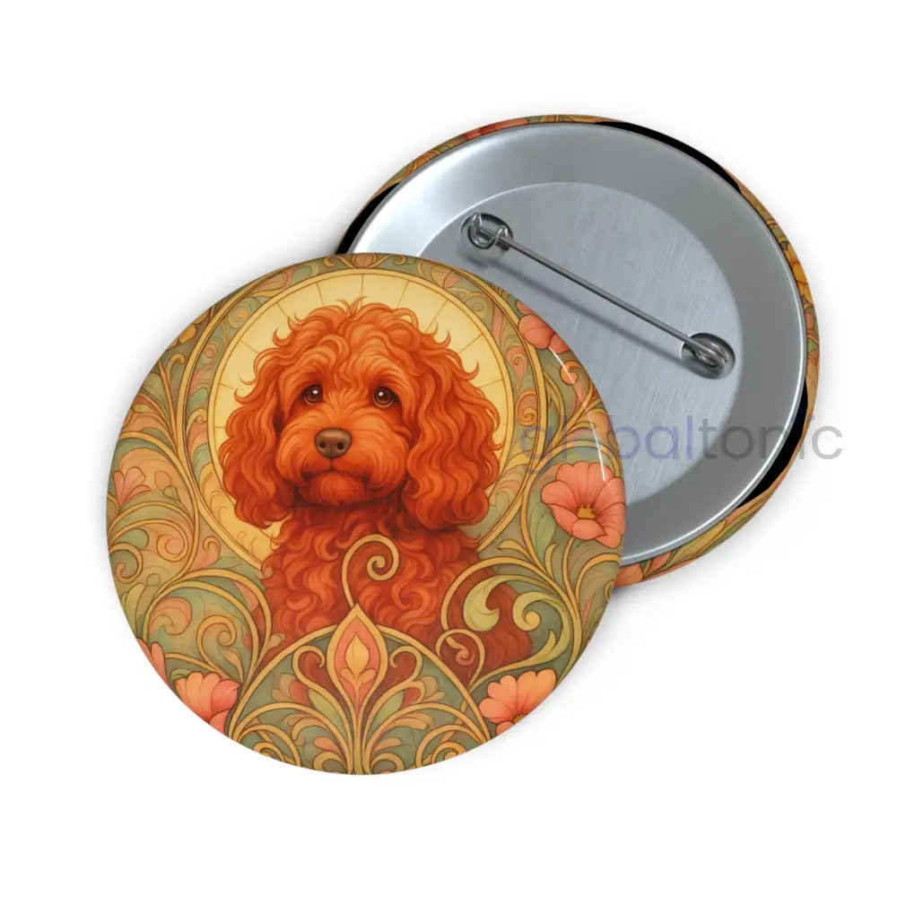 Strawberry Cavapoo (Cavoodle) Dog Pin Button - Vintage Design Gift for Dog Lovers & Pet Owners 2.25’’ Accessories
