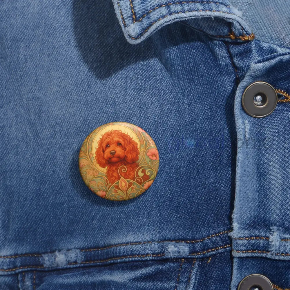 Strawberry Cavapoo (Cavoodle) Dog Pin Button - Vintage Design Gift for Dog Lovers & Pet Owners Accessories
