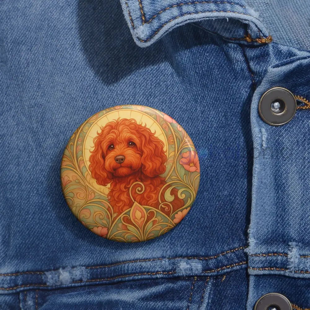Strawberry Cavapoo (Cavoodle) Dog Pin Button - Vintage Design Gift for Dog Lovers & Pet Owners Accessories