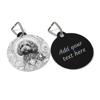 Strawberry Cavapoo (Cavoodle) Dog Tag (Black & White) - Vintage Design Gift for Dog Lovers & Pet Owners 1’’ Pets