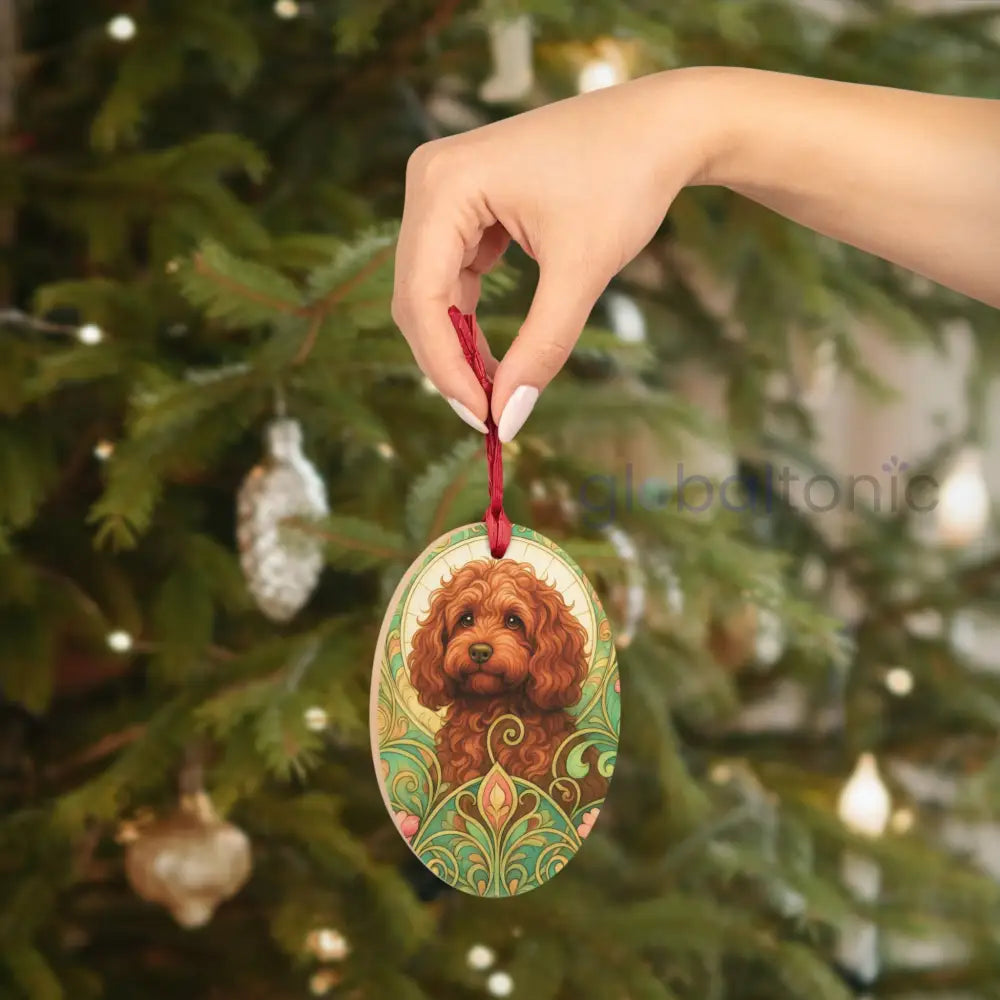 Strawberry Cavapoo (Cavoodle) Custom Wooden Ornament –Christmas Decoration & Pet Lover Gift Oval / One Size Home Decor