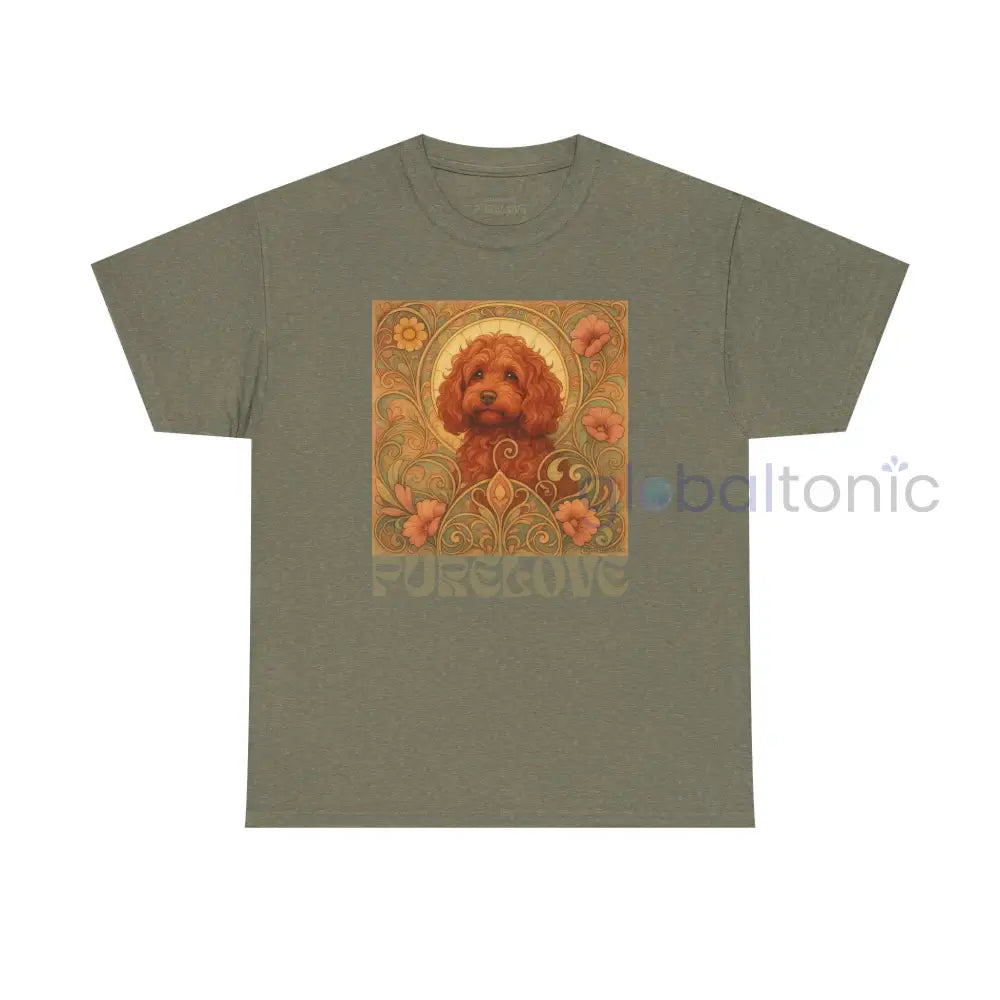 Strawberry Cavapoo (Cavoodle) Vintage Graphic T-shirt -Unisex Cotton Tee for Dog Lovers Heather Military Green / S
