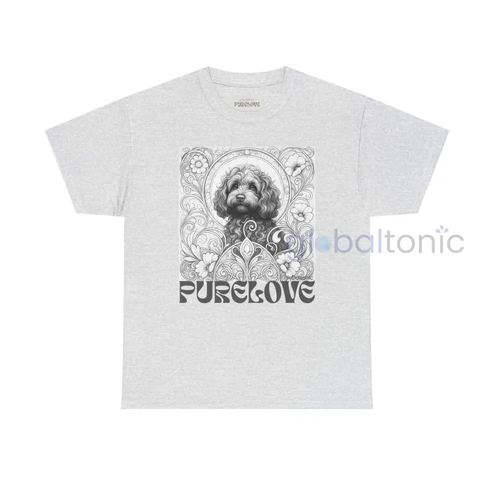 Strawberry Cavapoo (Cavoodle) Vintage Unisex Cotton Tee for Dog Lovers (Black & White) Ash / S T-Shirt