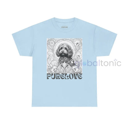 Strawberry Cavapoo (Cavoodle) Vintage Unisex Cotton Tee for Dog Lovers (Black & White) Light Blue / S T-Shirt