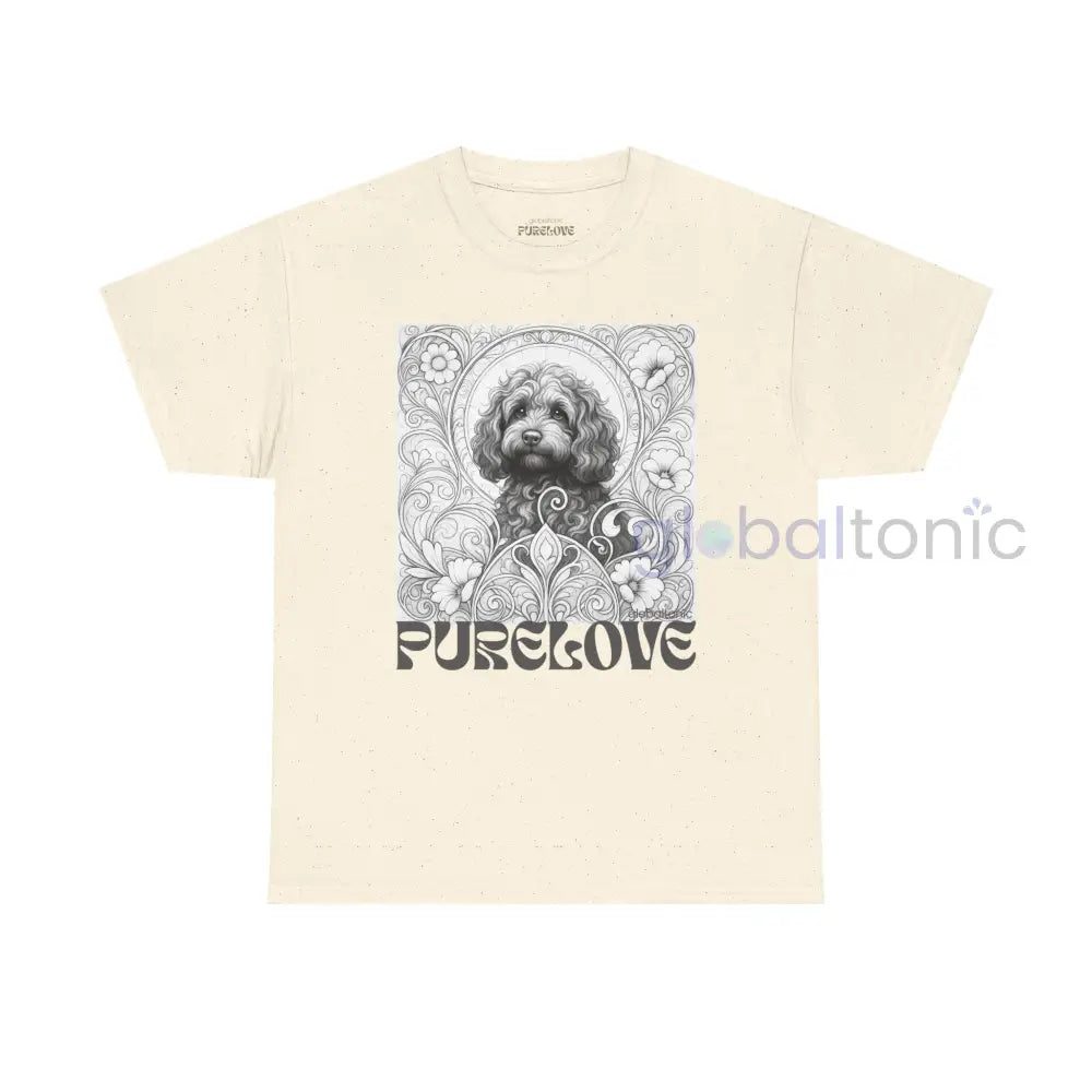 Strawberry Cavapoo (Cavoodle) Vintage Unisex Cotton Tee for Dog Lovers (Black & White) Natural / S T-Shirt