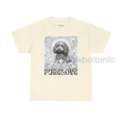 Strawberry Cavapoo (Cavoodle) Vintage Unisex Cotton Tee for Dog Lovers (Black & White) Natural / S T-Shirt