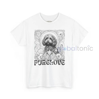 Strawberry Cavapoo (Cavoodle) Vintage Unisex Cotton Tee for Dog Lovers (Black & White) White / S T-Shirt