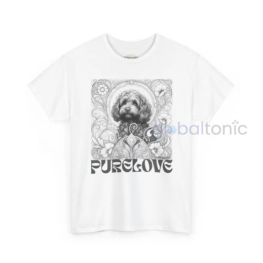 Strawberry Cavapoo (Cavoodle) Vintage Unisex Cotton Tee for Dog Lovers (Black & White) White / S T-Shirt