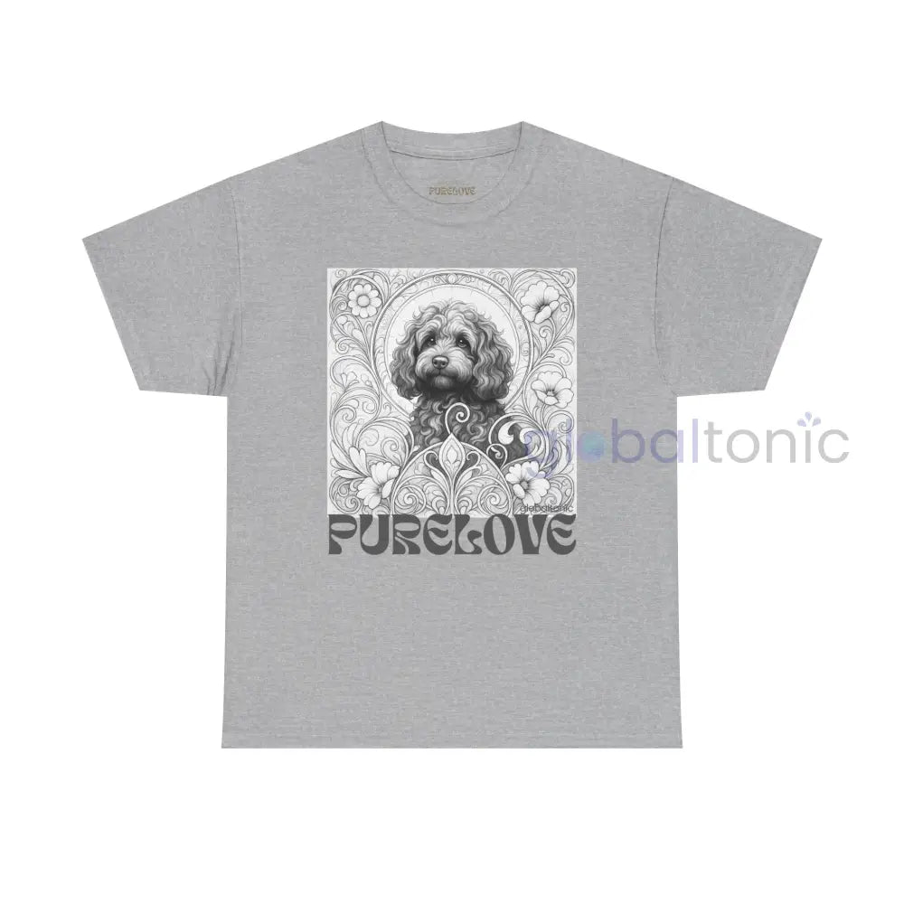 Strawberry Cavapoo (Cavoodle) Vintage Unisex Cotton Tee for Dog Lovers (Black & White) Sport Grey / S T-Shirt