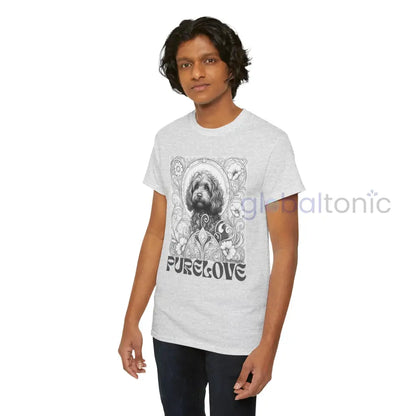 Strawberry Cavapoo (Cavoodle) Vintage Unisex Cotton Tee for Dog Lovers (Black & White) T-Shirt