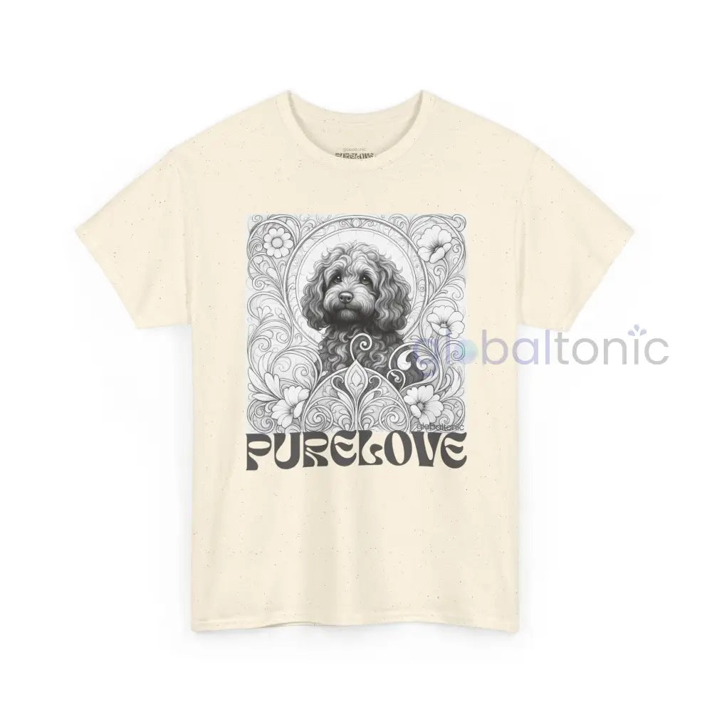 Strawberry Cavapoo (Cavoodle) Vintage Unisex Cotton Tee for Dog Lovers (Black & White) T-Shirt