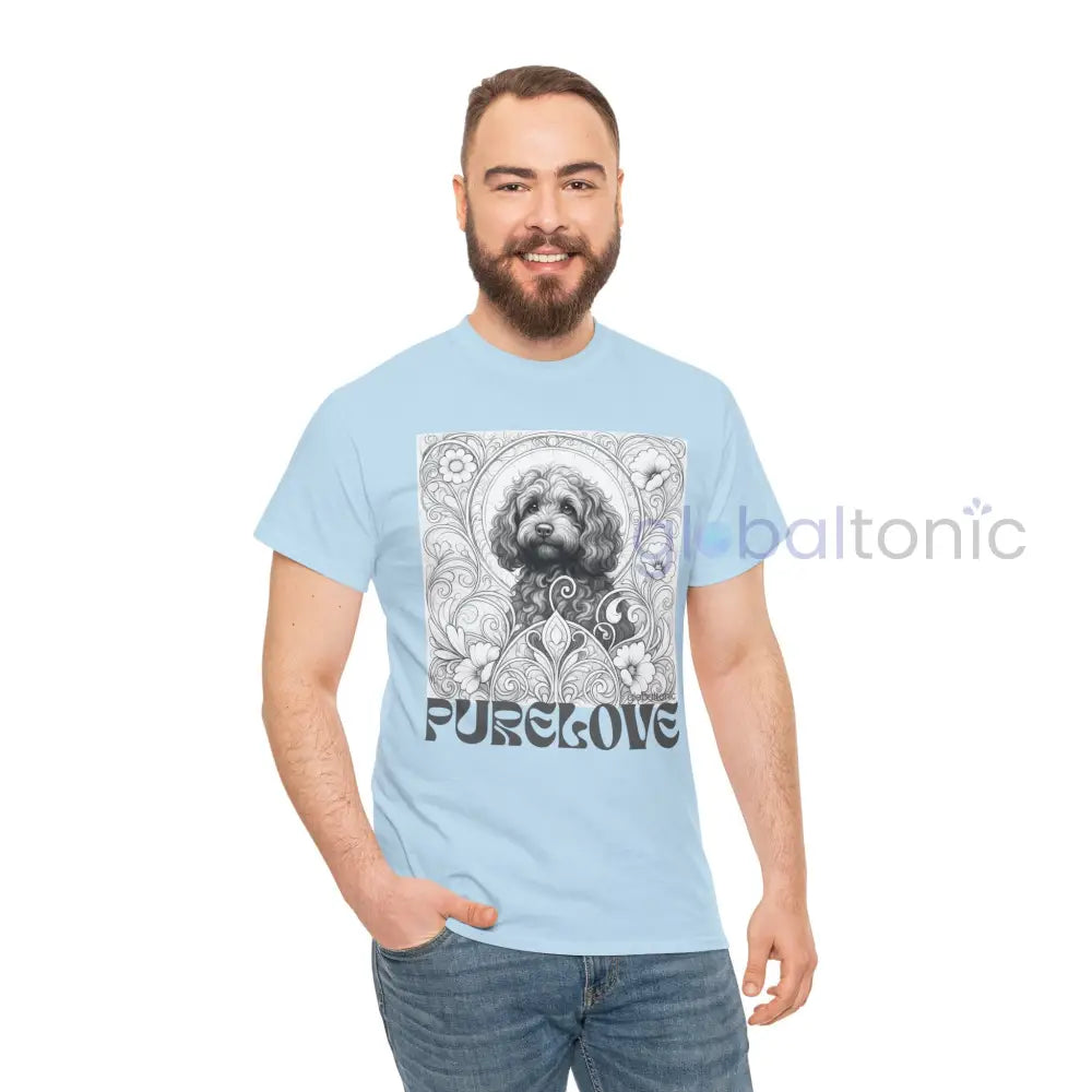 Strawberry Cavapoo (Cavoodle) Vintage Unisex Cotton Tee for Dog Lovers (Black & White) T-Shirt