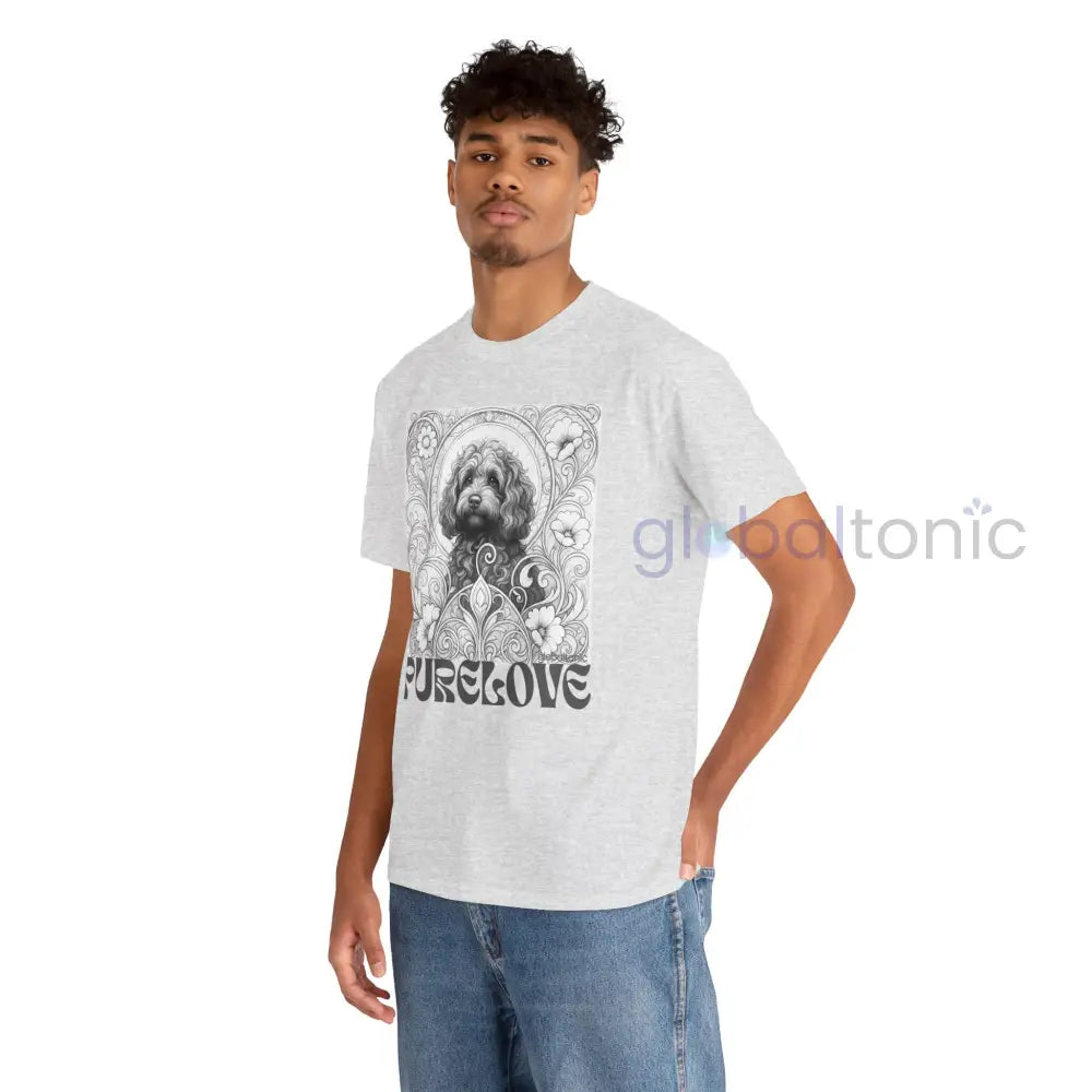 Strawberry Cavapoo (Cavoodle) Vintage Unisex Cotton Tee for Dog Lovers (Black & White) T-Shirt