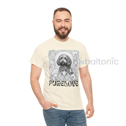 Strawberry Cavapoo (Cavoodle) Vintage Unisex Cotton Tee for Dog Lovers (Black & White) T-Shirt