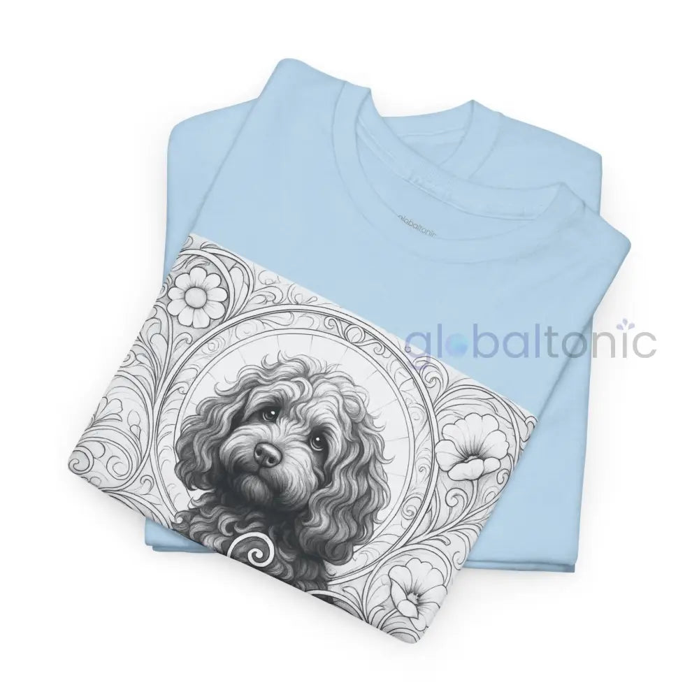 Strawberry Cavapoo (Cavoodle) Vintage Unisex Cotton Tee for Dog Lovers (Black & White) T-Shirt